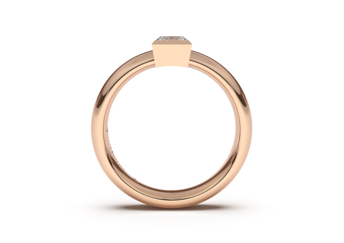 Princess Elegant Engagement Ring, Red Gold