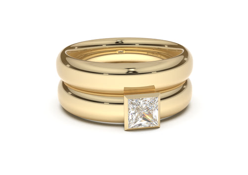 Princess Elegant Engagement Ring, Yellow Gold