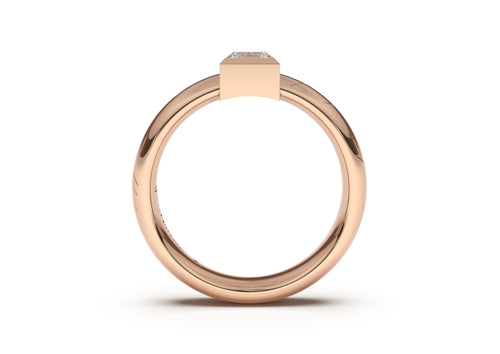 Princess Modern Elvish Engagement Ring, Red Gold