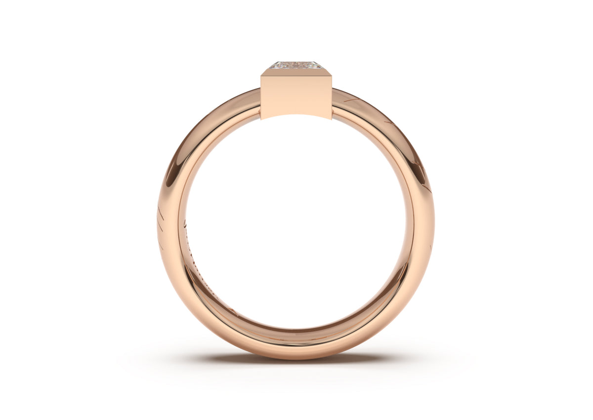 Princess Modern Elvish Engagement Ring, Red Gold