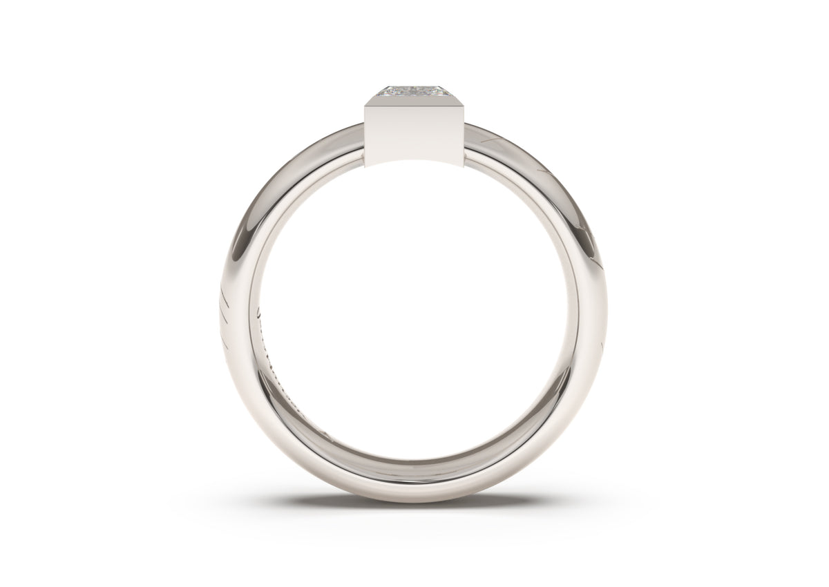 Princess Modern Elvish Engagement Ring, White Gold & Platinum