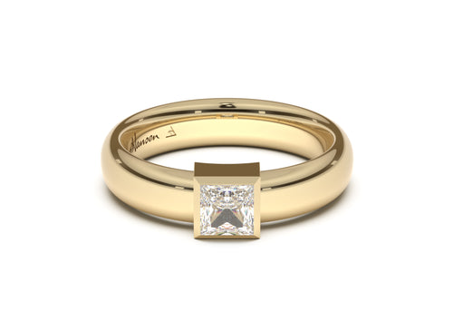 Princess Modern Engagement Ring, Yellow Gold