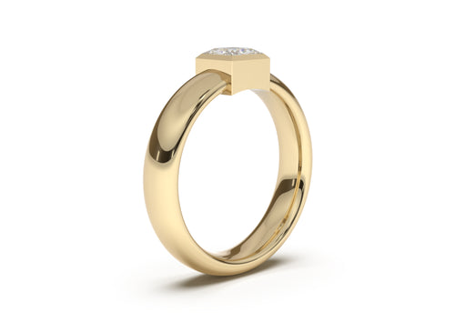Princess Modern Engagement Ring, Yellow Gold