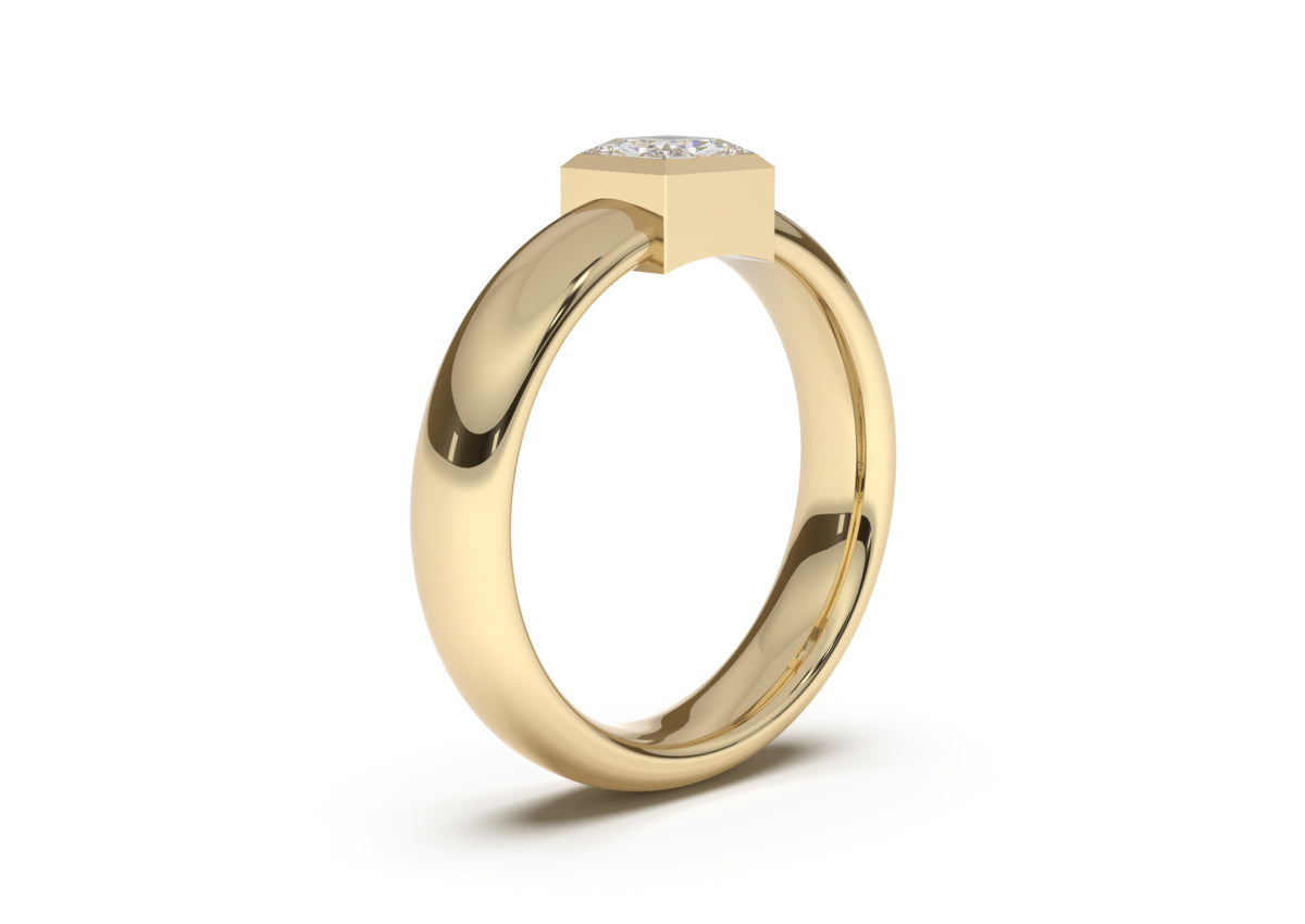 Princess Modern Engagement Ring, Yellow Gold