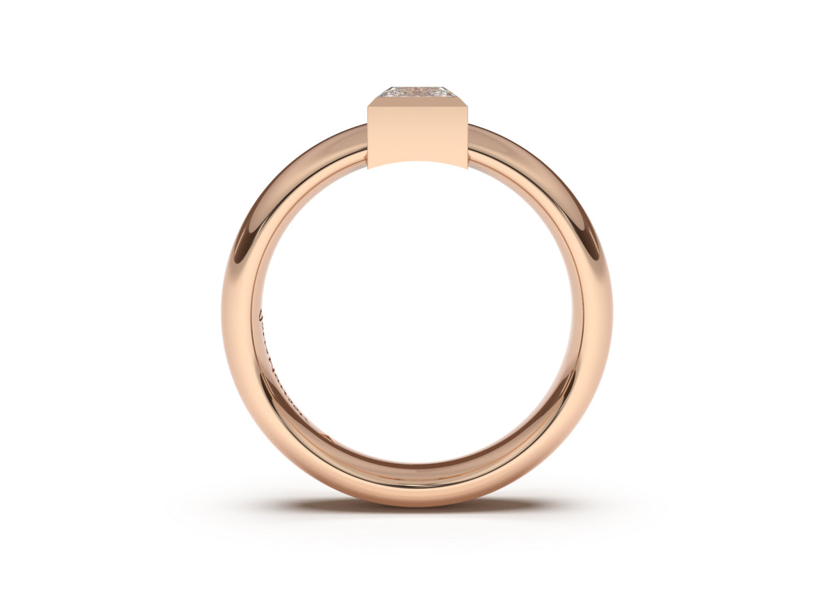 Princess Modern Engagement Ring, Red Gold