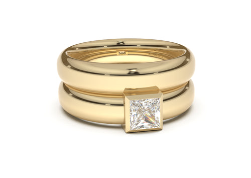 Princess Modern Engagement Ring, Yellow Gold