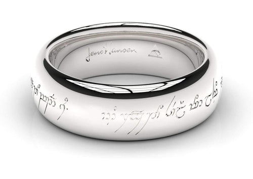 Unique Heart Fingerprint Inlay Matching Wedding Bands In Platinum