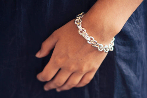 Open Round Link Bracelet, Pure Silver